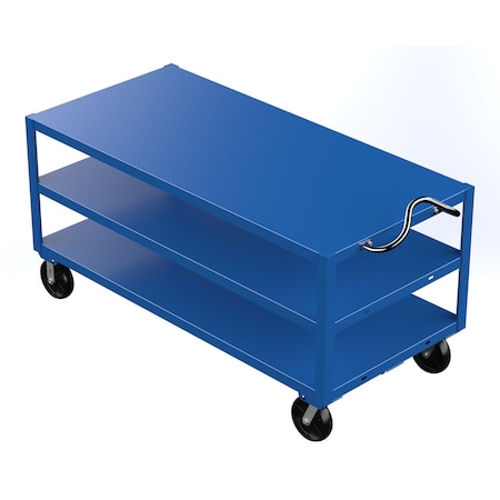 Vestil Heavy Duty Ergo Handle Cart, Steel, 4000 lb Load Capacity, 3 Shelves, 72" L, 34" W DH-PH4-3472-3